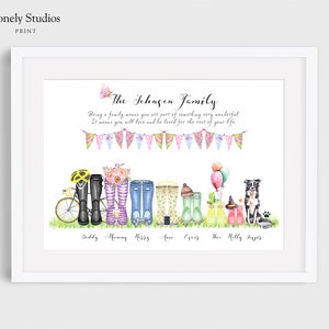 Family Picture With Pets Welly Print - Etsy UK