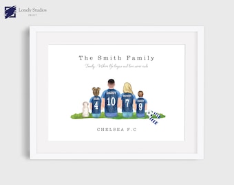 Personalised Fathers Day Football Gift, Football shirt Print, Gift for Dad Daddy Grandad, Personalised Family print, Birthday gift for dad