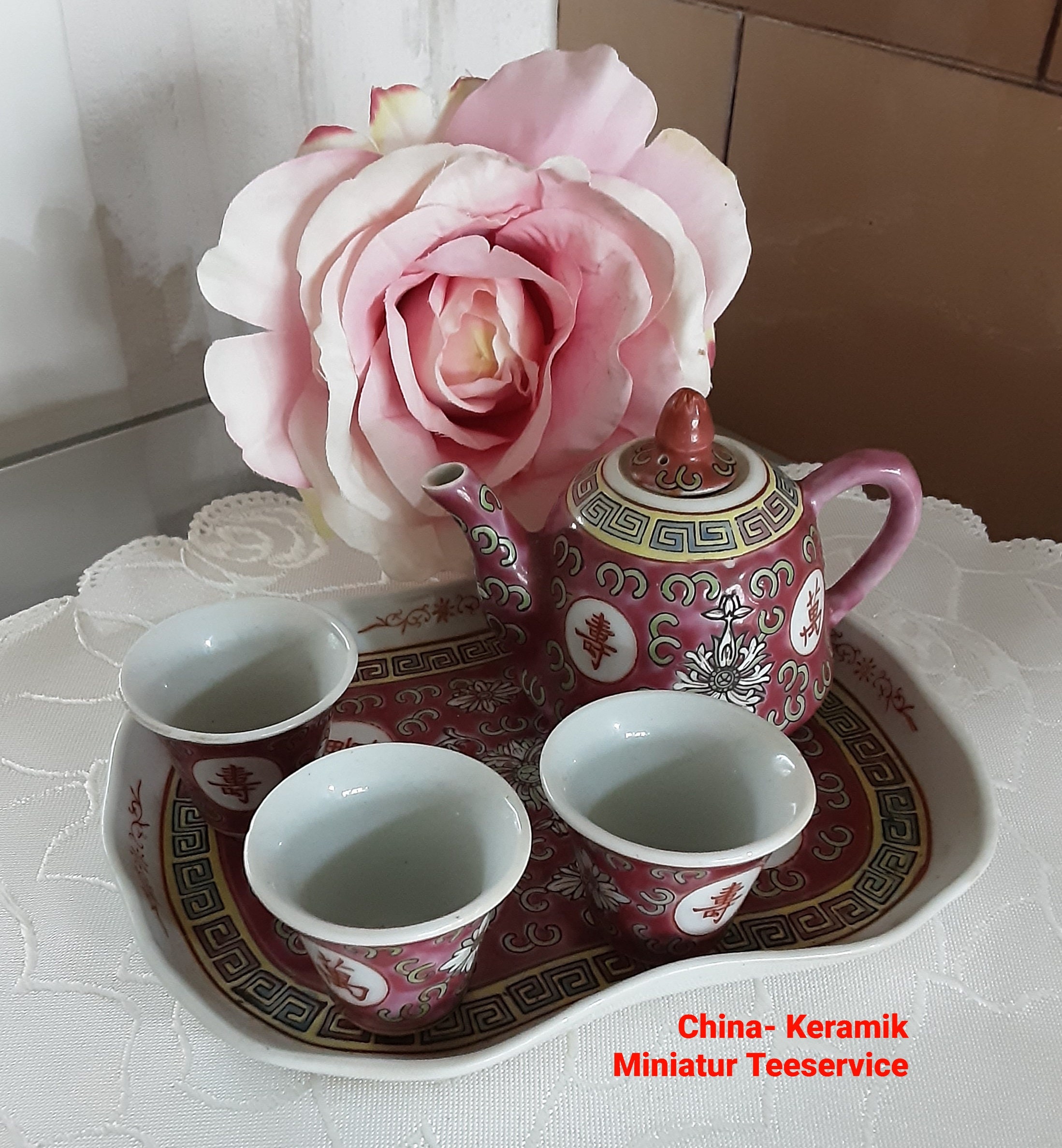 Fanquare Set Da Tè Kung Fu In Porcellana - Teiera 950ml + 6 Tazze, Design Floreale Vintage - Foto 6