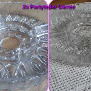 Party plate, pressed glass, 50s, square, serving plate