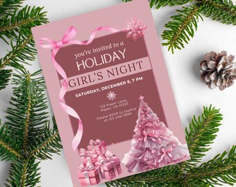 Cozy Holiday Girls Night Invitation Template (Digital Download)