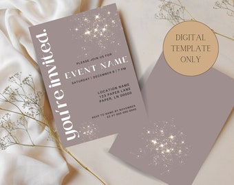 Sparkle New Years Eve Invitation Template, Editable Party Invite (Digital Download)