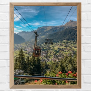 Pfinstegg Gondola Ride | Grindelwald, Switzerland | Switzerland Countryside | Swiss Gondola Digital Print