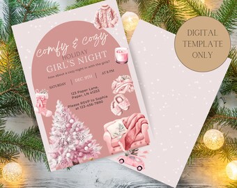 Cozy Holiday Girls Night Invitation Template (Digital Download)