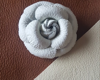 Leather Camelia Brooch