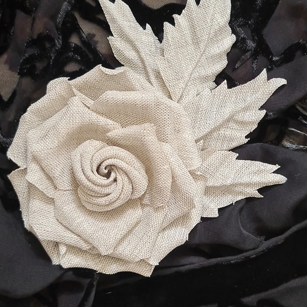 Linen Rose Brooch