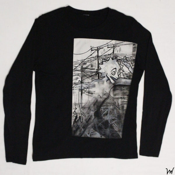 Streetlight Patches Long Sleeve Shirt- handmade goth grunge style sweater