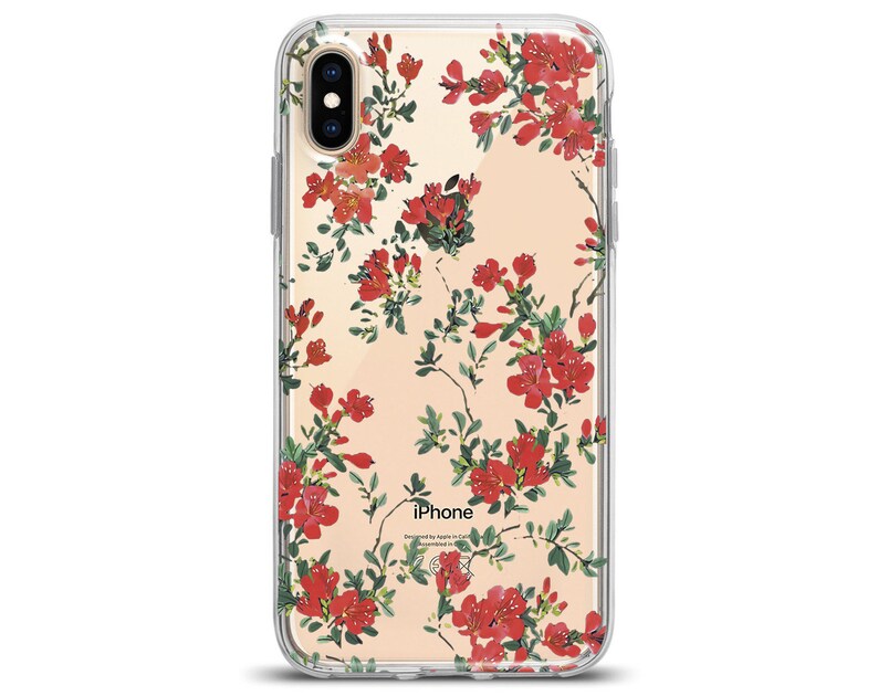 Red Iphone 11 Case Apple Iphone Xr Vintage Flowers Botanical Etsy
