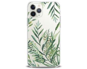 Seaweed prints iPhone 11 clear fern phone case iPhone 13 Xs case Xs max silicone case Xr cell phone case greenery phone case 8 plus 7 12 pro