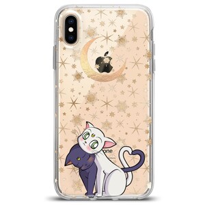 Moon iPhone case iPhone 11 clear luna cat stars iPhone X case iPhone kawaii case iPhone Xs Max case 8 Plus iPhone 13 cute xr cases 12 Pro se image 4