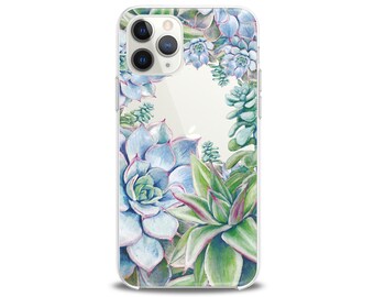 Succulent iPhone case iPhone Xr plant iPhone 13 case cactus iPhone 11 case floral iPhone 8 case Xs Max clear case 7 plus apple iPhone 12 pro