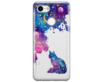 Cat Pixel 4a case Pixel 3a case Moon Google Pixel 5 case Silicone phone cover Pixel 4 xl Purple galaxy Pixel 3 case Pixel 3a xl case 4a 5G 2