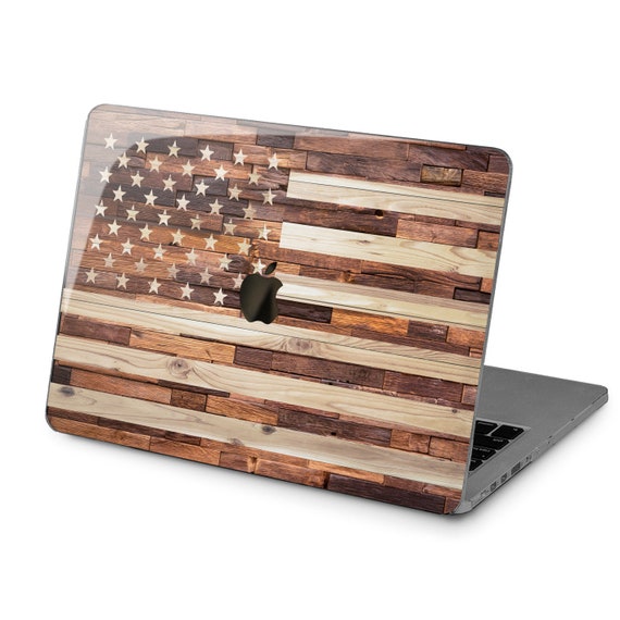 Drapeau américain MacBook air 13 pouces bois mac 2019 coque