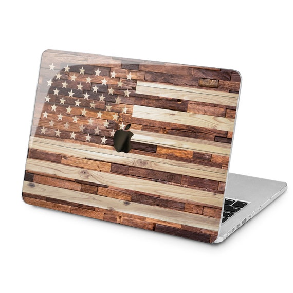 Drapeau américain MacBook air 13 pouces bois mac 2019 coque