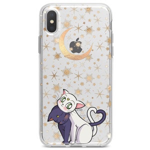 Moon iPhone case iPhone 11 clear luna cat stars iPhone X case iPhone kawaii case iPhone Xs Max case 8 Plus iPhone 13 cute xr cases 12 Pro se image 5