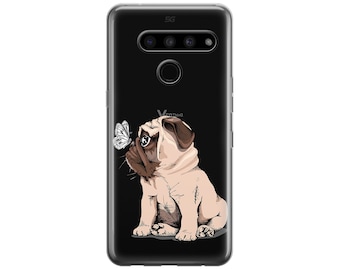 Lovely Pug LG V50 phone case LG G8S ThinQ tpu graphic case Lg G6 LG g7 clear cover puppy phone case Lg Velvet unique Lg Q Stylo 4 6 case dog