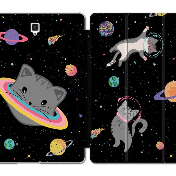 Cat in space for samsung tab s8 case planets print galaxy tab a 8 2019 S7 Plus cover 12 inch A7 tablet case 2021 A8 10.5 2022 S6 Lite s3 11"