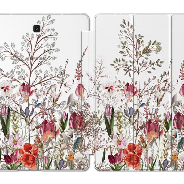 Zachte wilde bloemen past op Galaxy Tab S5e cover tulp bloem tablet 12 inch S7 plus s8 ultra S4 10,5 s2 9,7 case A7 lite A 8,0 s3 case s6 2022