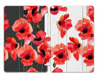 Coque Samsung Galaxy Tab A8 2022 à imprimé fleurs de pavot S6 5G 10 pouces Cover Tab A7 S7 plus S2 Coque s4 10,5 rouge S5e S3 12 11" s8 ultra