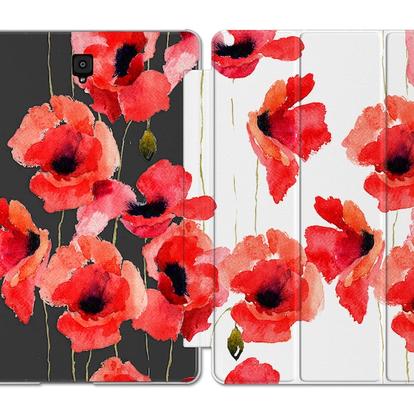 Poppy bloemenprint voor Galaxy Tab A8 2022 bloemen Samsung case S6 5G 10 inch Cover Tab A7 S7 plus S2 Case s4 10,5 rood S5e S3 12 11 "s8 ultra