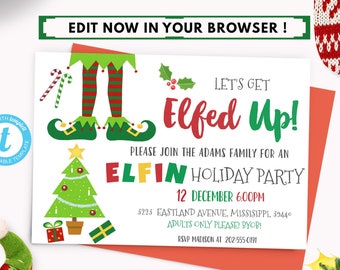 funny christmas party invitation lets get elfed up etsy funny event invitation
