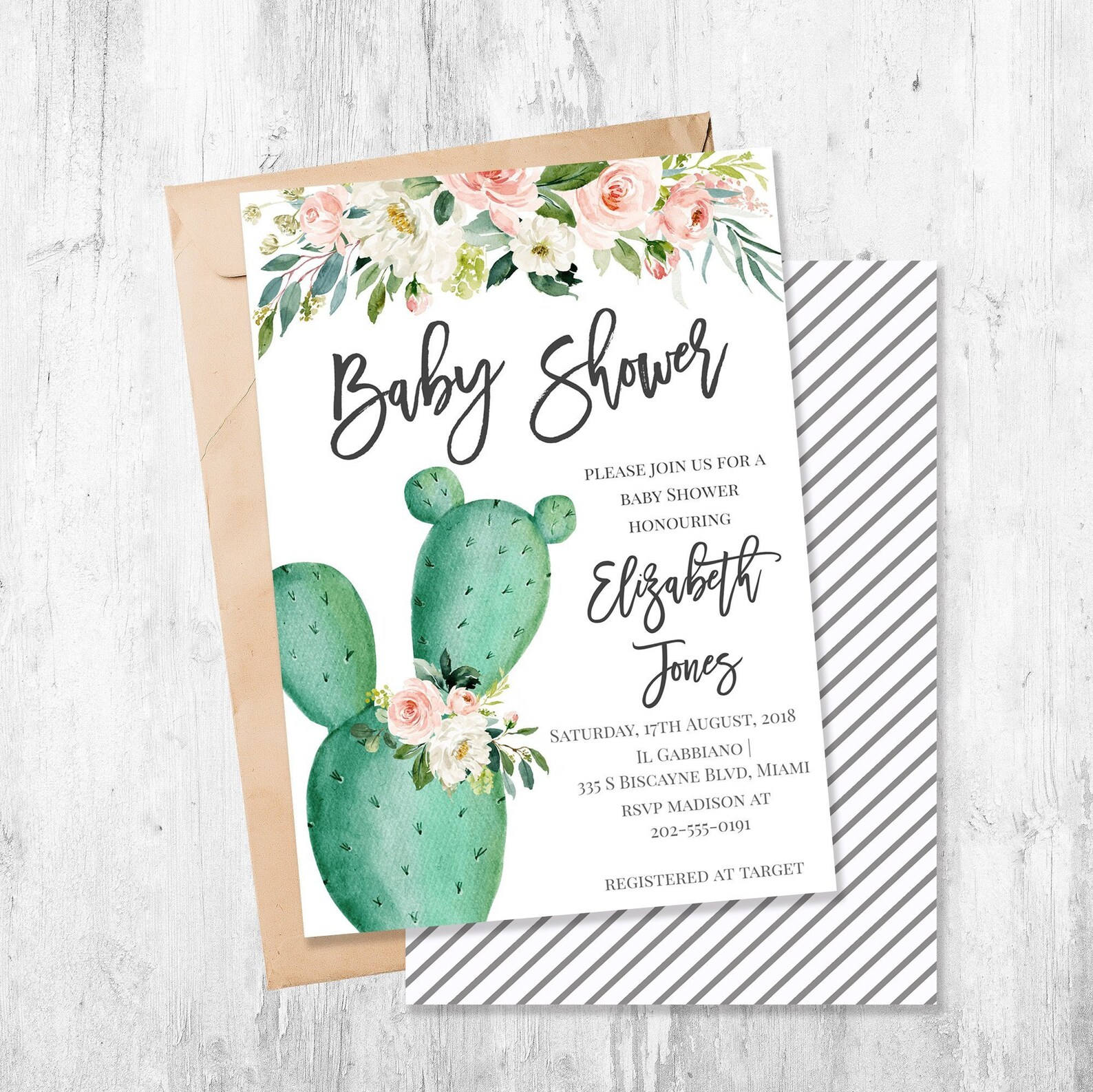 Printable Cactus Baby Shower Invitation Instant Download Etsy