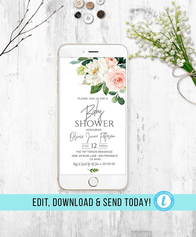 Digital Baby Shower Invitation Electronic Invites Sms Etsy Digital Baby Shower Invitation Electronic Invites Sms Etsy