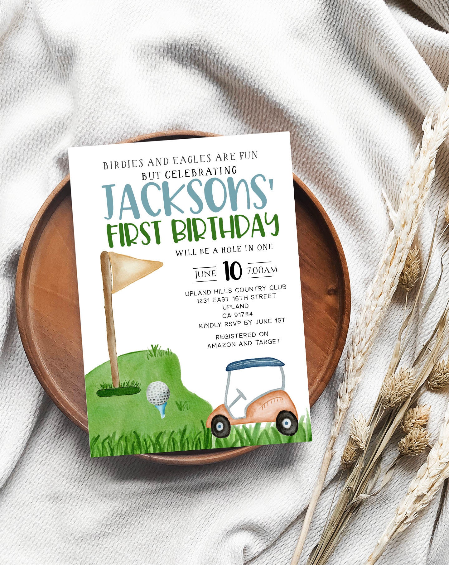 Golf first birthday invitation Hole in one birthday invite | Etsy