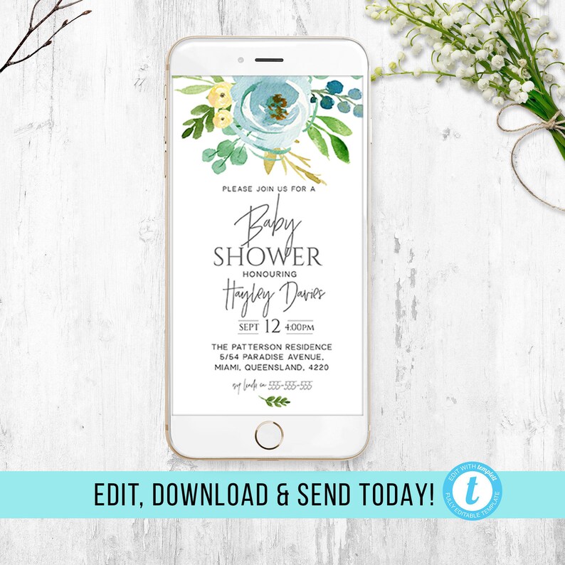 Editable Electronic Baby Shower Invitations Electronic Etsy Editable Electronic Baby Shower Invitations Electronic Etsy