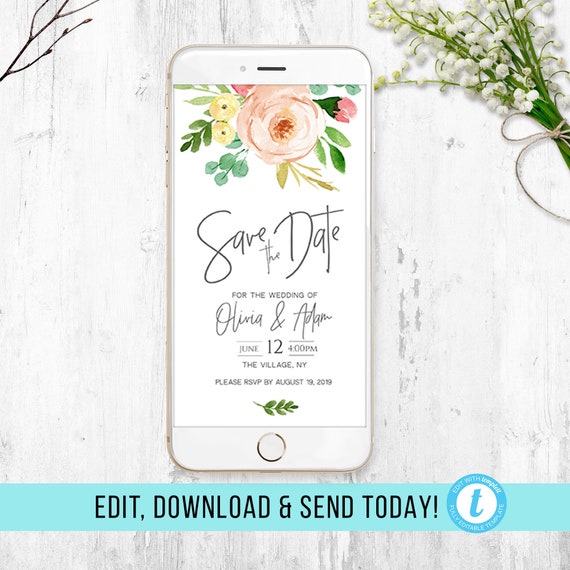 electronic save the date for wedding electronic invite etsy