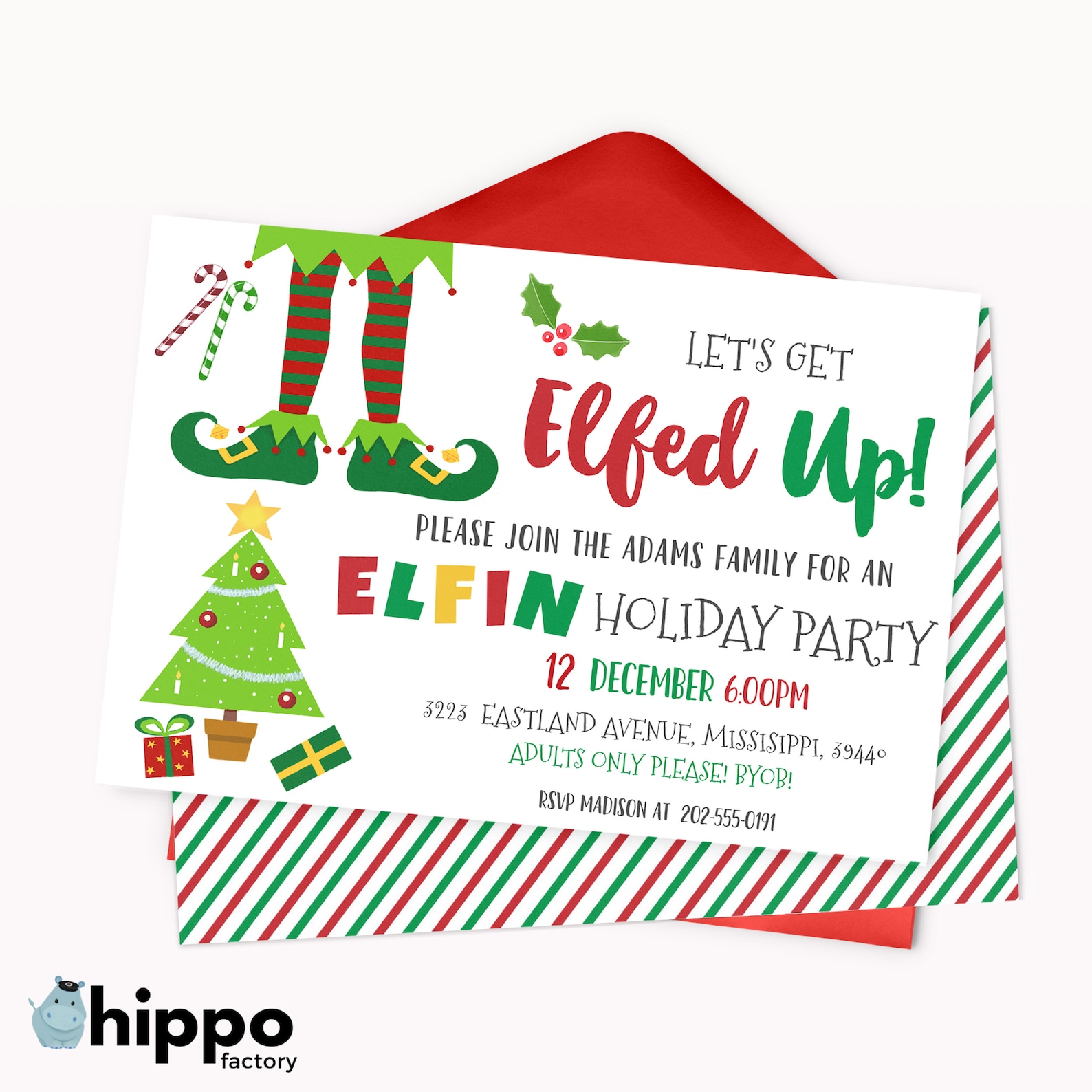 Elf Invitations Christmas Party Invitation Digital Elfed Up | Etsy