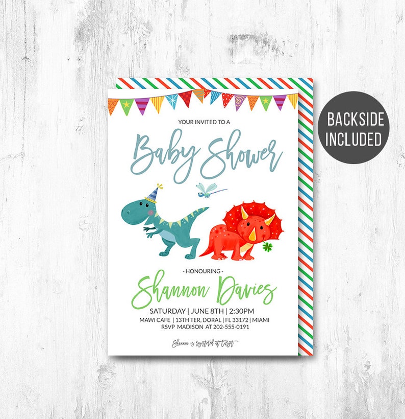 Dinosaur Baby Shower Invitations Boy Dinosaur Invitation Baby Etsy