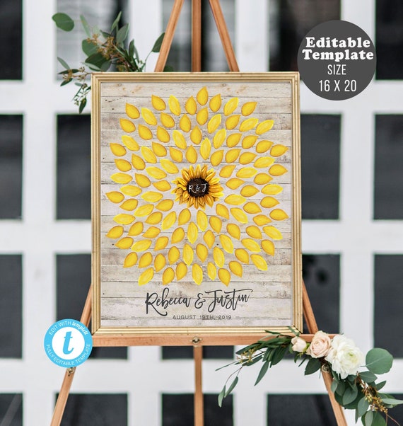 Sunflower Guest Book for Wedding Sunflower Guest Book Custom Etsy