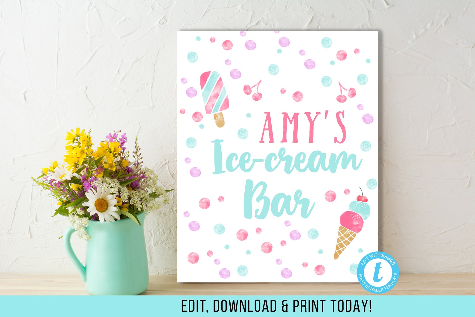 Ice Cream Bar Sign Ice Cream Party Ice Cream Decor Sundae Etsy
