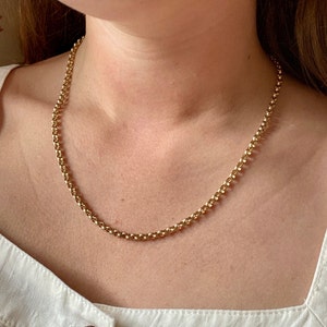 Vintage 9k Solid Gold Chunky Belcher-Link 20" Chain Necklace.