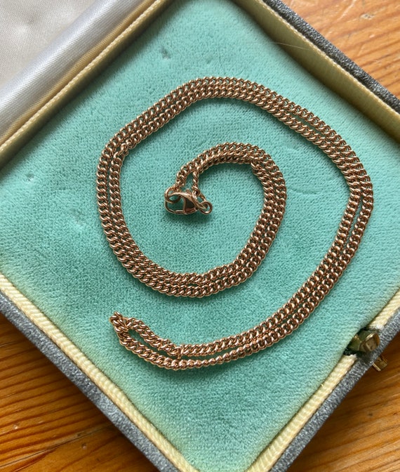 Vintage solid 9k rose gold curb-link 18" chain nec