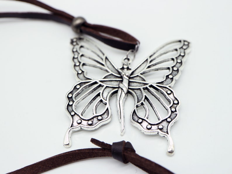 necklace butterfly leather fairy silver antique leather necklace pendant butterfly fairy chain elf elf angel necklace