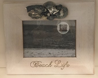 Sea shell embellished picture frame