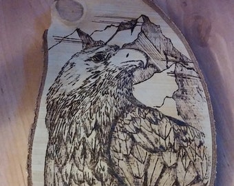 Patriotic image on birch wood