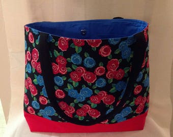 Tote Bag, Book Bag, Craft Bag, Carryall Bag, Large Purse, Fabric tote