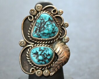 ナバホ族のリング 925 シルバー ブルー スパイダーウェブ アーティスト