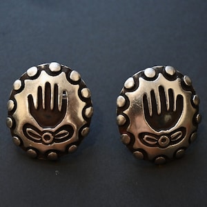 Vintage Hallmarked Francisco Rivera Taxco Mexico Sterling Disc Earrings 12 grams 1 by 7/8 inches sought-after jeweler ca 1950&#39;s  Stunning!!