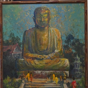 Mary Jarrett (American 1912-1983) Original Mixed-Media Oil -33.5&quot; x 33.5&quot;W- painting was deaccessioned from Laguna Museum of Art Stunning!