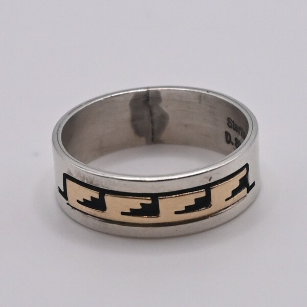 Navajo D. Skeets Navajo 14k gold & sterling size 8 band David Skeets wedding band
