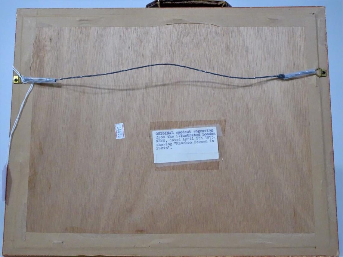 Origiaal Woodcut Print Engraving 1873 Bowmen at Pekin Framed Etsy