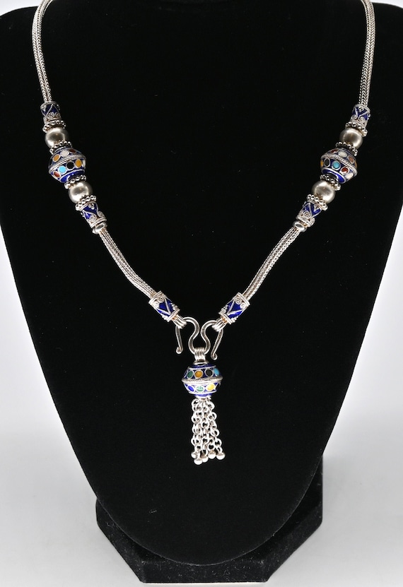 Fabulous Radiant Blue Enameled & Sterling Silver N