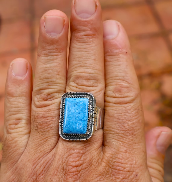 Large New Men's Navajo Howlite Sterling Silver Ri… - image 3