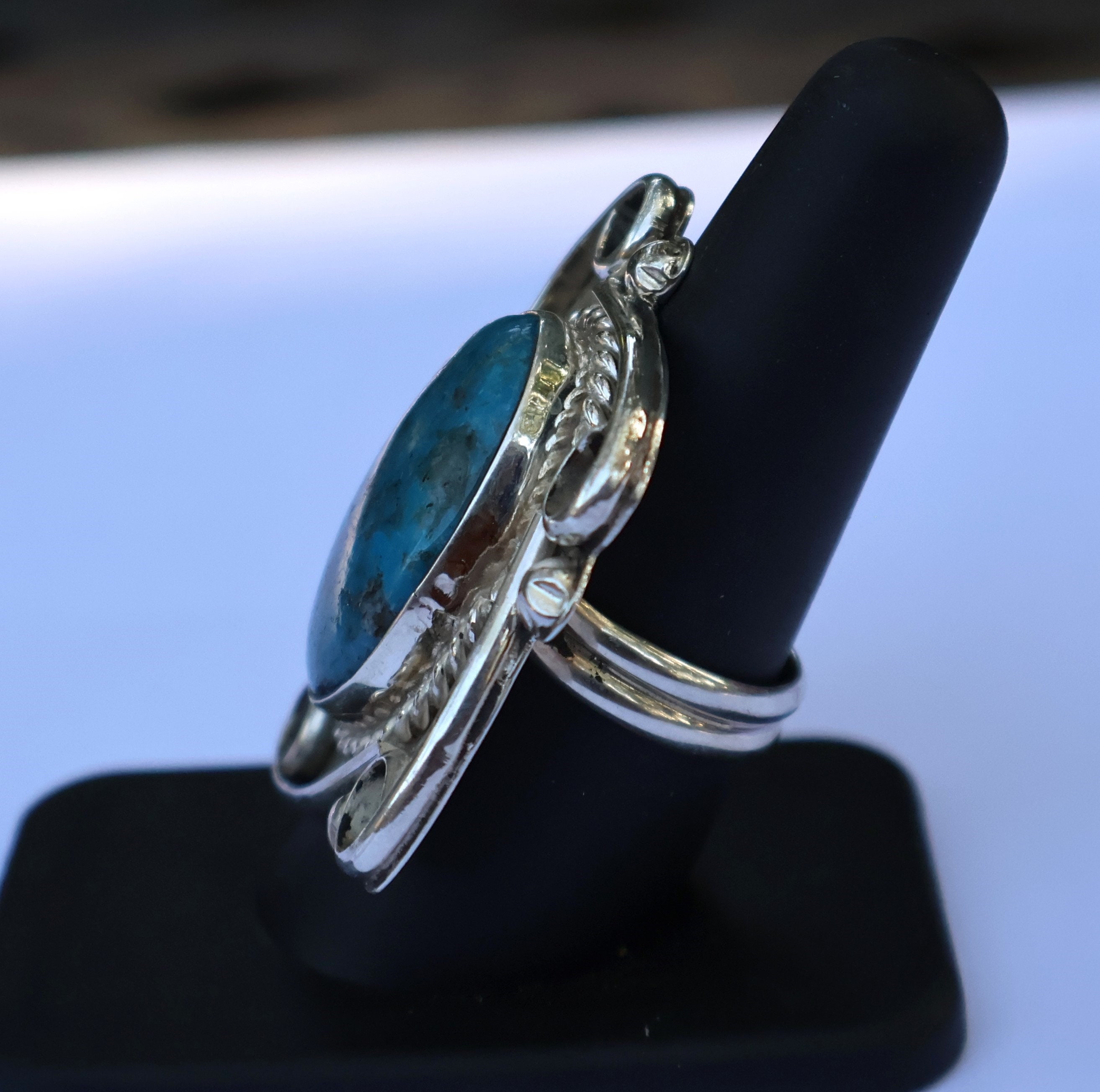 Navajo large Turquoise silver ring@#21