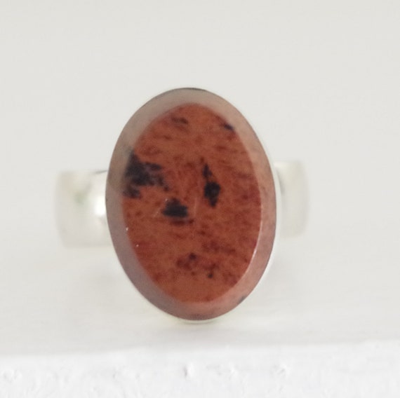 Modernist Obsidian cocktail ring "Mahogany" color… - image 3