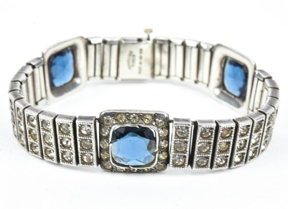 Elegant Art Deco Sterling & Sapphire and Diamond … - image 1